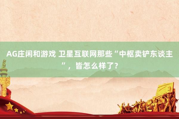 AG庄闲和游戏 卫星互联网那些“中枢卖铲东谈主”，皆怎么样了？