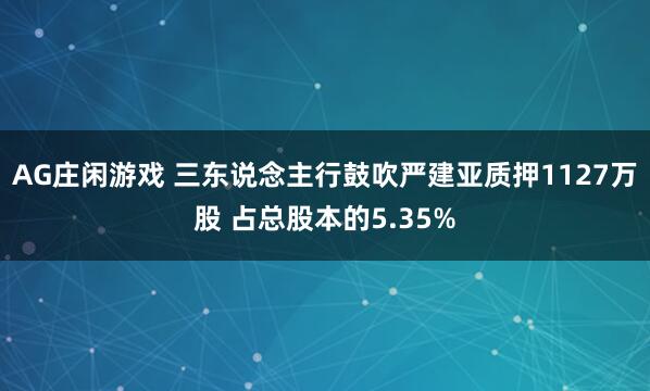 AG庄闲游戏 三东说念主行鼓吹严建亚质押1127万股 占总股本的5.35%