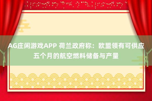 AG庄闲游戏APP 荷兰政府称：欧盟领有可供应五个月的航空燃料储备与产量