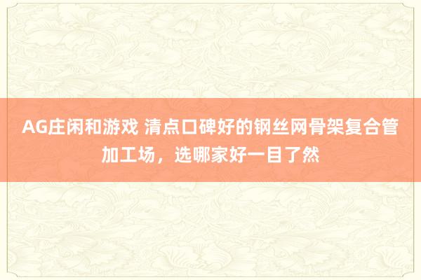 AG庄闲和游戏 清点口碑好的钢丝网骨架复合管加工场，选哪家好一目了然