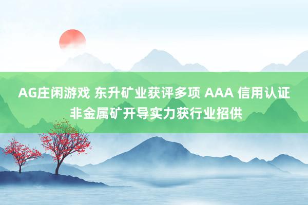 AG庄闲游戏 东升矿业获评多项 AAA 信用认证 非金属矿开导实力获行业招供