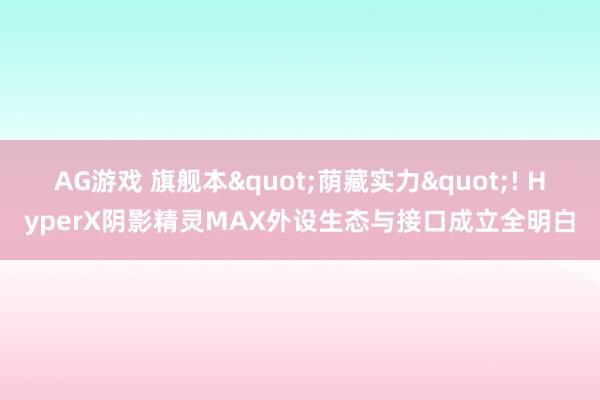 AG游戏 旗舰本"荫藏实力"! HyperX阴影精灵MAX外设生态与接口成立全明白