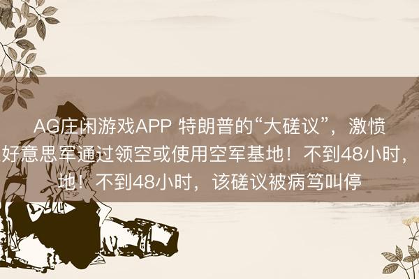AG庄闲游戏APP 特朗普的“大磋议”，激愤沙特携带层：不准好意思军通过领空或使用空军基地！不到48小时，该磋议被病笃叫停